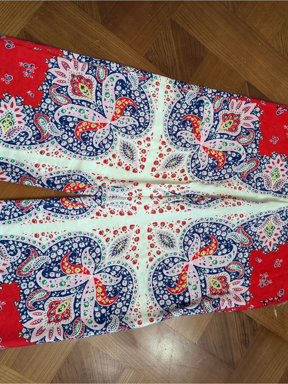 Boden Red, Blue and White Paisley Wide-Leg Palazzo Trousers SZ 4 - Picture 5 of 6